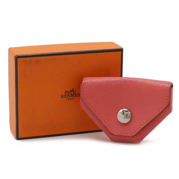 HERMES Le Vingt Quatre Coin Case, Chevre Mysore Leather, Rose Lipstick, Y Stamp